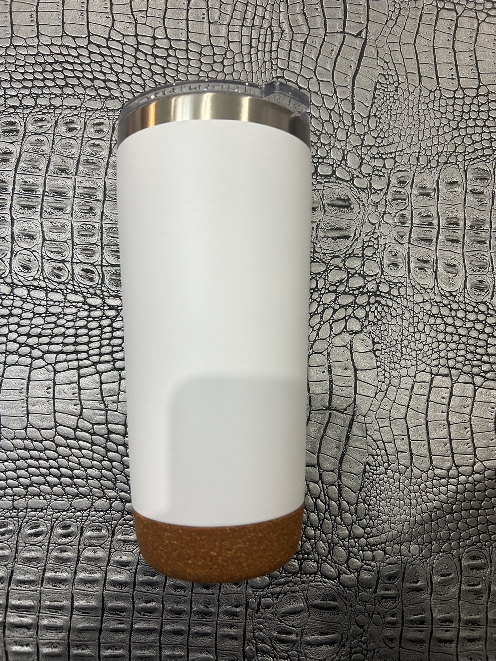 White Stainless Steel Travel Tumbler with Cork Base brand new